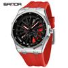 Fashion Sanda Top Brand Men's 360° Rotating Car Wheel Skeleton Dial Watch Luminous Quartz Sport Silicone Strap For Student Watch