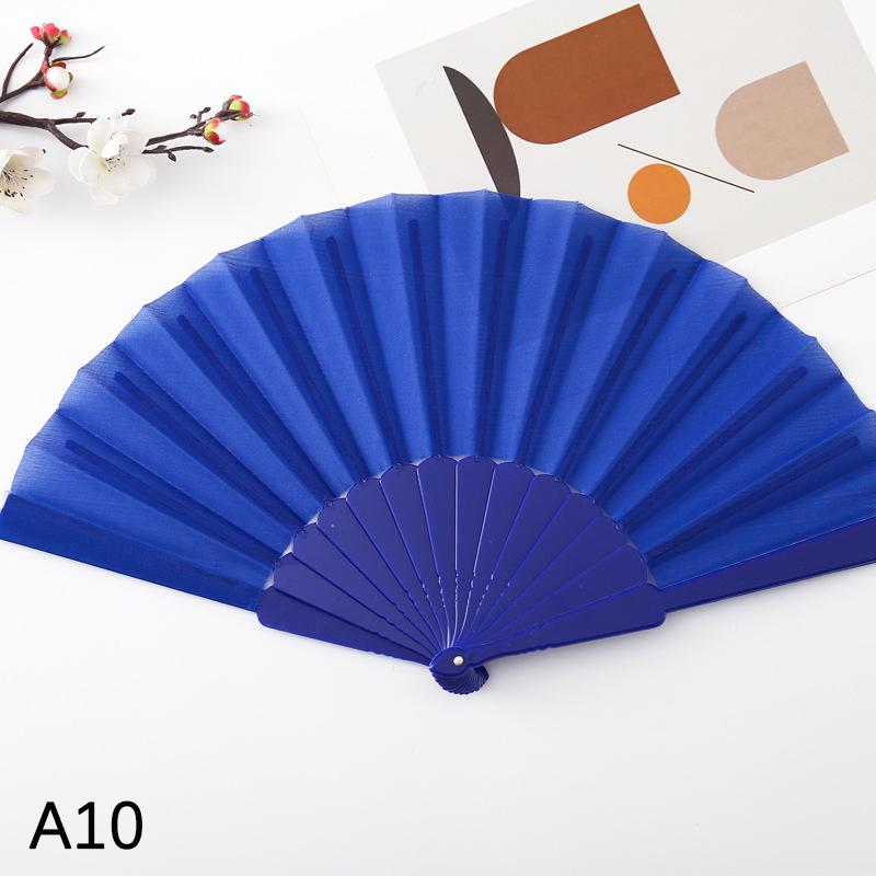 Abanico Plegable Liso de Tela de Seda de 7 Pulgadas Abanico de Varillas de Plástico Abanico de Danza China Color Sólido Taichi Ejercicio Matutino DIY Adornos para el Hogar