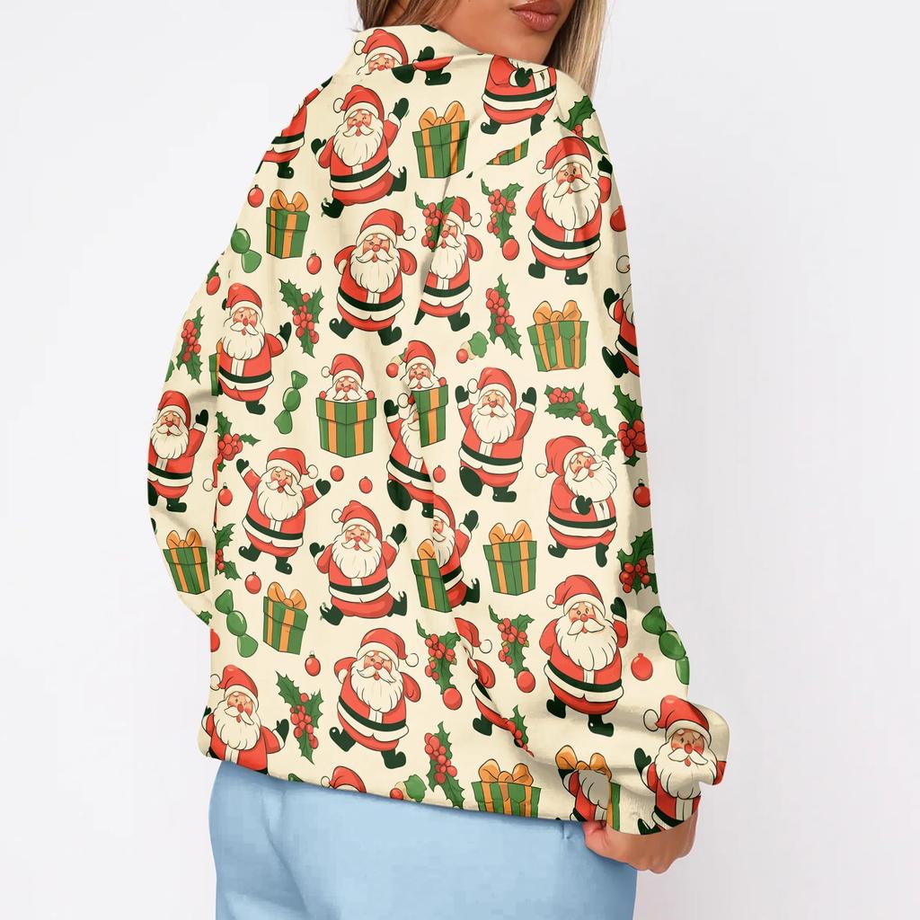 Women's Trendy Christmas Graphic Crewneck Sweatshirt Lightweight Casual Pullover Top for Holiday