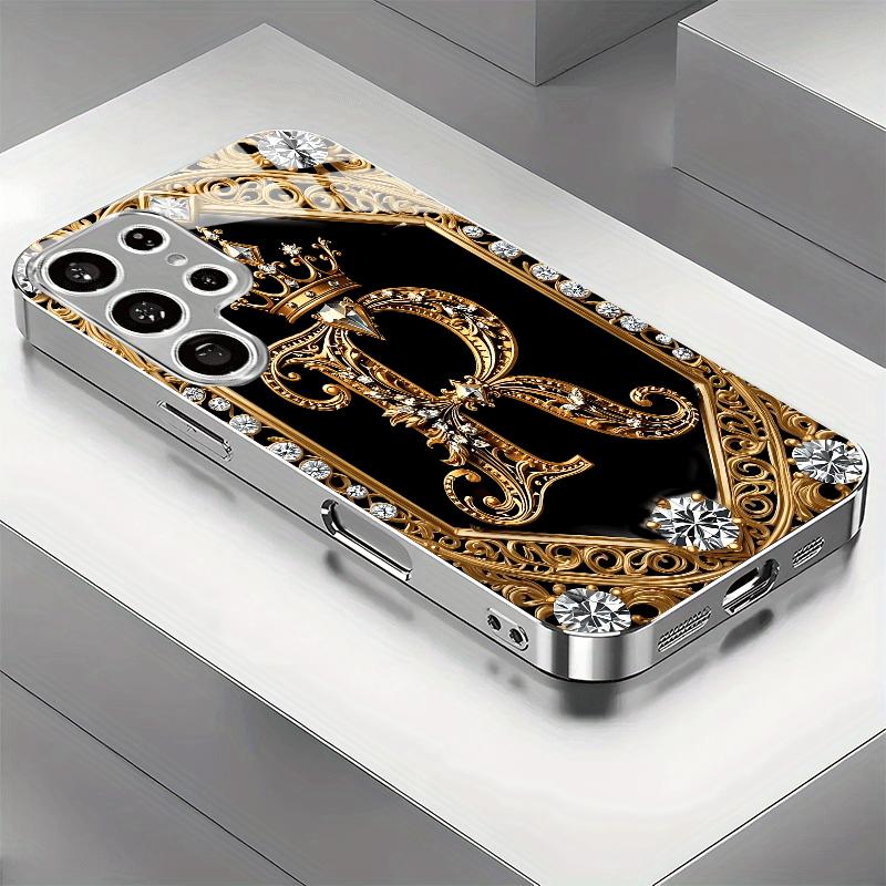 Gold-plated Tempered Glass Phone Case, Compatible Galaxy S26 S25 S24 S23 S22 Ultra Plus. Made Tempered Glass Gold Textured