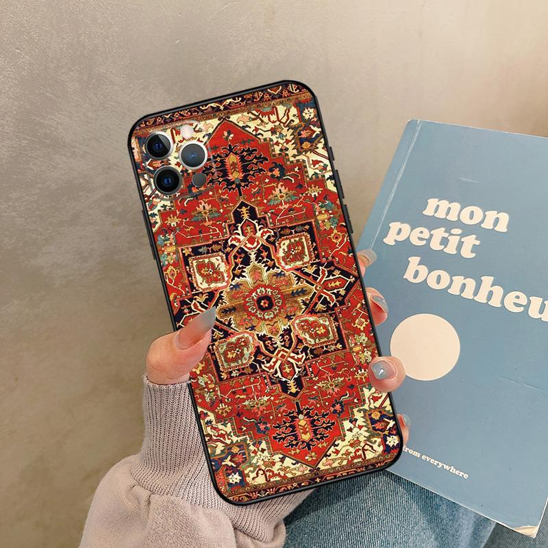 Persian Carpet Floral Pattern Case For iPhone 17 Air 15 14 13 12 11 16 Pro Max 13 Mini XR 15 16 Plus 16e Back Cover Shell