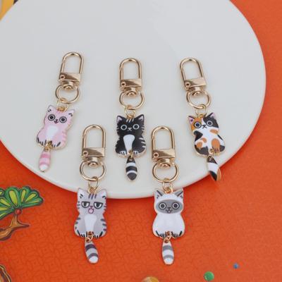 Stylish Alloy Cat Keychain With Durable Metal Pendant Printed Cat Keychain For Backpack Zipper Or Gift Giving
