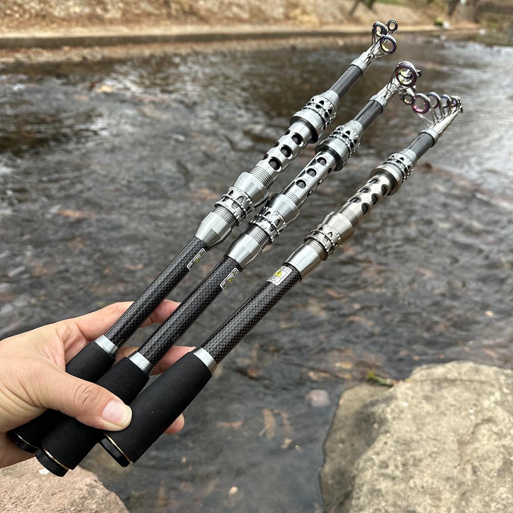 Mini Portable Carbon Fiber Sea Fishing Rod Long Throwing Rod 1.8-3.0m Telescopic Fishing Rod Super Hard Fishing Rod Sea Fishing Tackle Set