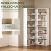 7 Tiers Bookshelf, L-Shaped Corner Bookcase with Anti-Slip Rear Guard, White Wood Effect