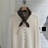 NINA SOLOR Fashion Leopard Print Silk Wool Blend Square Scarf