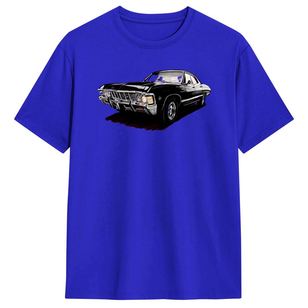 Supernatural Impala T-Shirt Sommer 100% Baumwolle T-Shirts Für Unisex Harajuku Bedrucktes T-Shirt Kurzärmlig Y2K Lustiges Oberteil Tees
