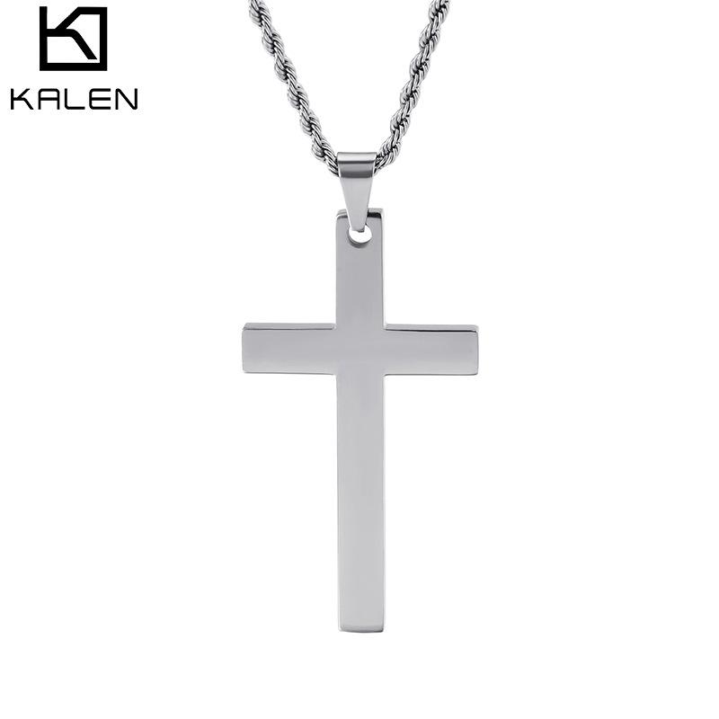 Titanium Steel Simple Cross Necklace Pendant, Stainless Steel Jewelry