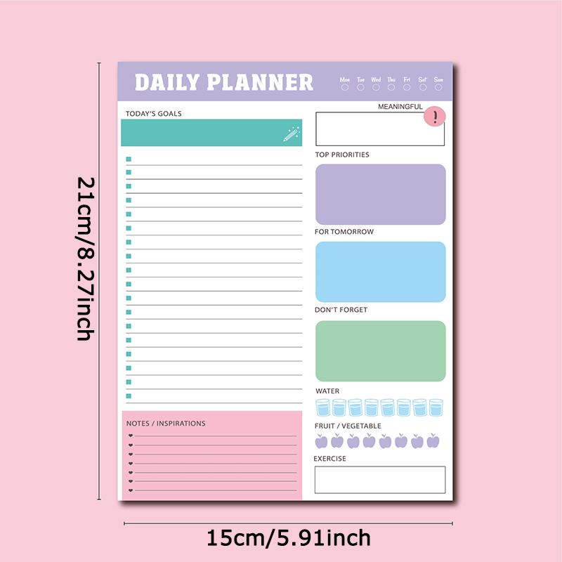WTEMPO Back-to-school Season Stationery Planner Schedule Daily/Weekly/Monthly Self-discipline Schedule Easy To Tear Off Time Management Plan Memo Pad