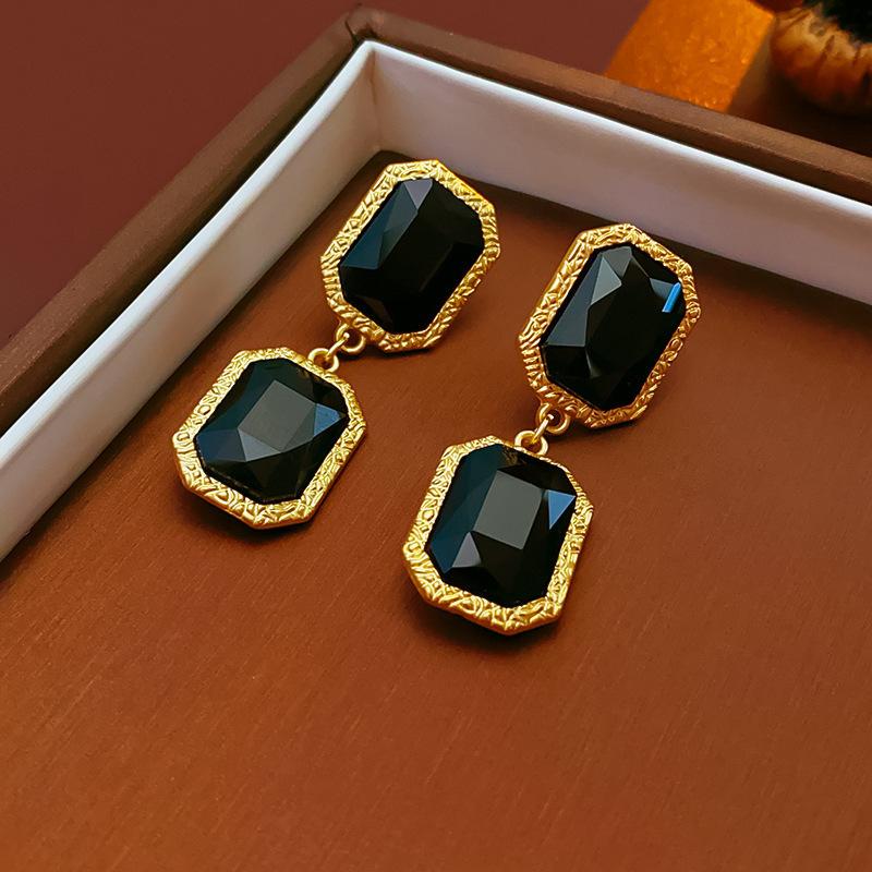 Baroque Style Zircon Earrings,Ornate Filigree Gemstone Earrings,Vintage Gemstone Drop Earrings,