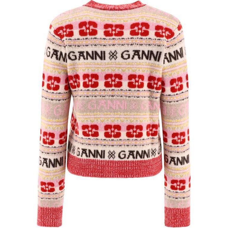 Ganni Løs V-hals Knap Langærmet Strikket Sweater Dame sweater Lyserød K1959999