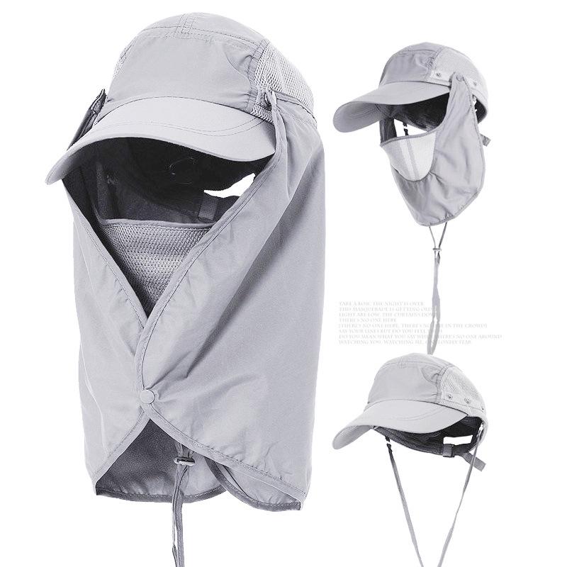 

Detachable UV Protection Outdoor Sunshade Fishing and Hiking Hat Adjustable світло-сірий колір