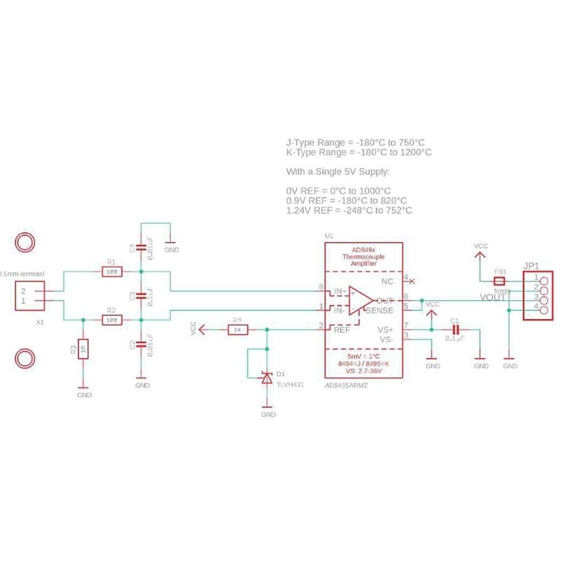 AD8495 ARMZ K Type Thermocouple Amplifier Module With Analog Output For Simple Temperature Measurement Projects