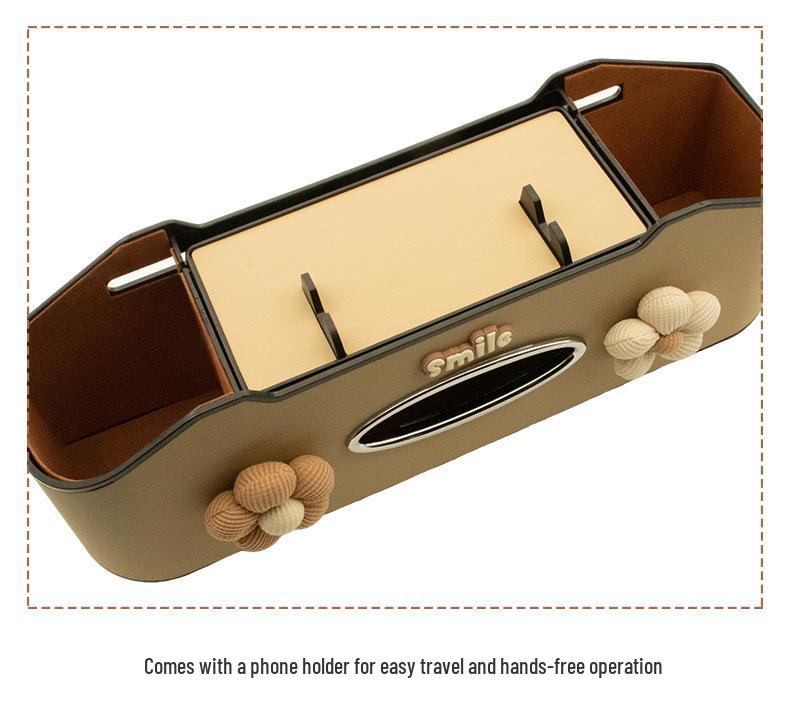 Aufbewahrungsbox für die Rücksitzlehne mit Taschentuchhalter & Getränkehalter - Multifunktionaler Organizer