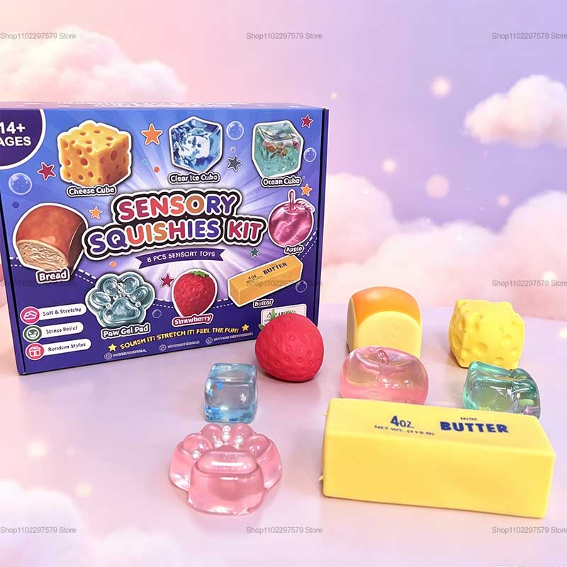 Nieuwe Willekeurige Kleur 8 stuks/Doos TPR Met Maltose Gevuld Squishy Speelgoed, Langzaam Rijzend Stressverlichtend Sensorisch Fidget Decompressie Blind Box Cadeau