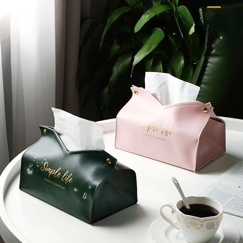 Leather Tissue Box Napkin Holder Car Tissue Box Home Living Room Holder Storage Case Desktop Storage Sundries Storage Pouch