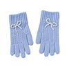 Women's Winter Knitted Touchscreen Gloves with Bow & Pearl