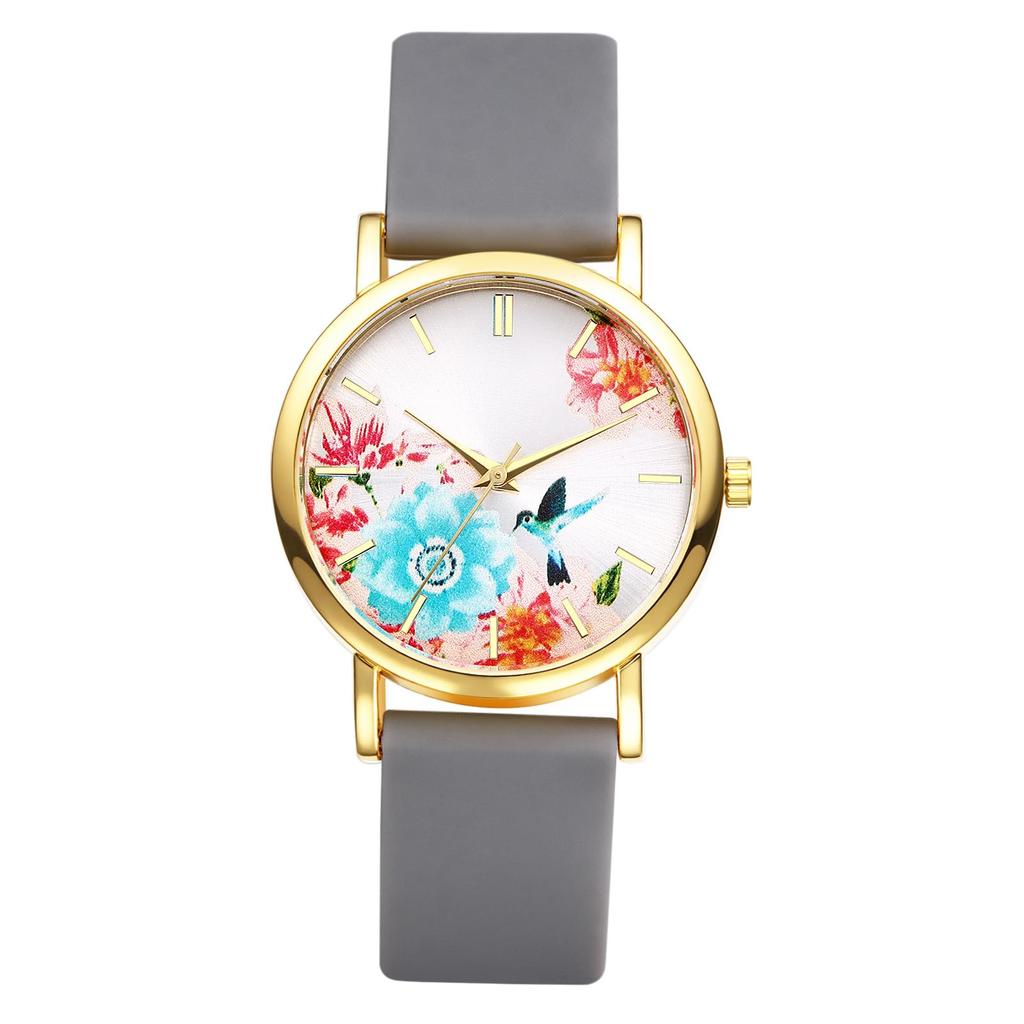 Floral Watch with Silicone Analog Adjustable Quartz Pastoral Business Beautiful Fashionable Watch Perfect for and Christmas Women's Band, Waterproof,