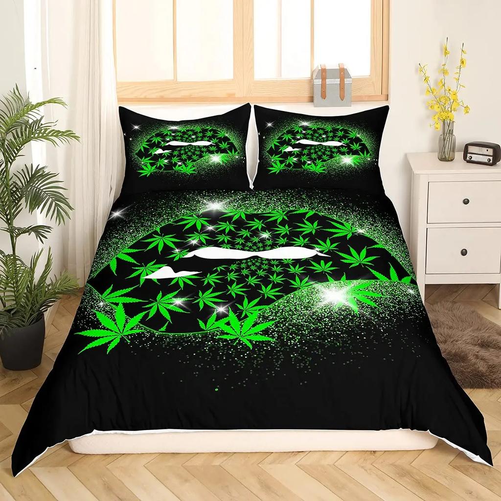 Red Lip King Queen Duvet Cover 3D Mouth Pattern Bedding Set For Adult Couples Lipstick Black Golden 2/3Pcs Polyester Quilt Cover