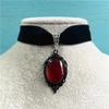 Gothic Witch Pagan Blood Red Pendant Chocker Necklace Women Vintage Black Velvet Necklace Jewellery Accessories