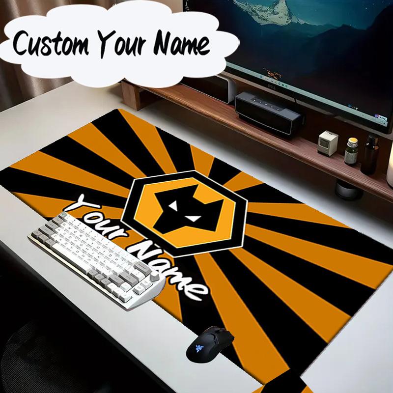 Custom Name Mouse Pad Flaming Wolves Emblem Wanderers Mouse Pad Desk Mat, Non-Slip Rubber Backer Pad For Computer Notebook Gaming Mouse Pad Gift