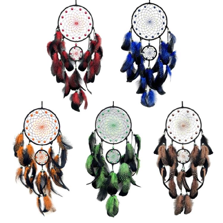 Handmade Glowing In Dark Dreamcatchers Wall Decorations Feathered Tassels Wall Hanging Wind Chimes Decors for Bedroom