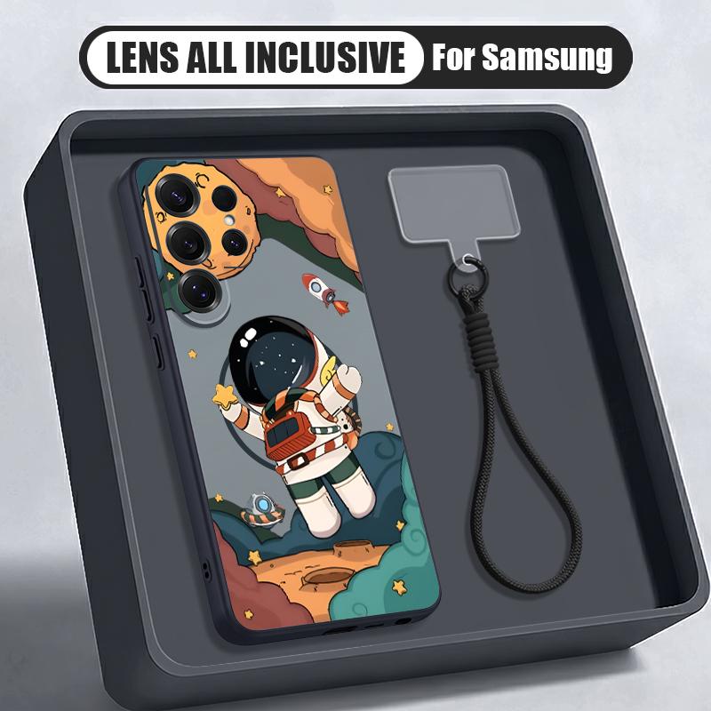 Astronaut Cartoon Pattern Case For Samsung S26 S25 Ultra S24 S23 FE S22 A15 A16 A17 A35 A36 A37 A54 A55 A56 A57 5G Hybrid Magnetic Matte Cover