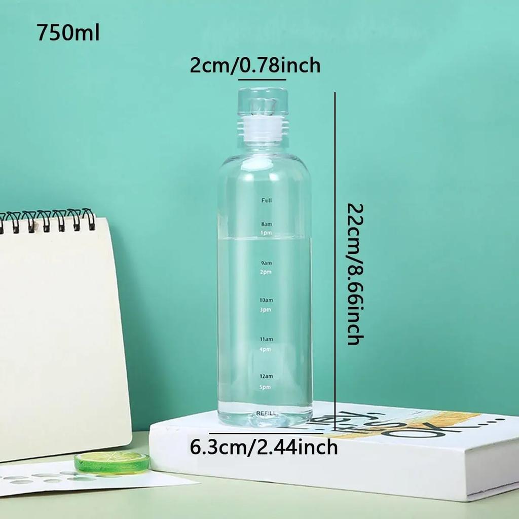 1PC-Time Graduated Cup, Transparent Plastic Cup, Leak Proof Water Cup, Holiday Gift, Gift For Friends, Kitchen Supplies