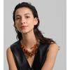 Yhpup Amber Resin Acrylic Beads Chain Pendant Drop Charm Statement Necklace for Women Stainless Steel Handmade Fashion Jewelry