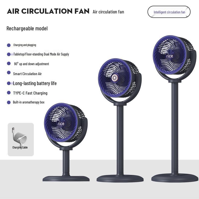 Smart Air Circulation Oscillating Fan: Retractable & Portable for Home and Outdoor Use