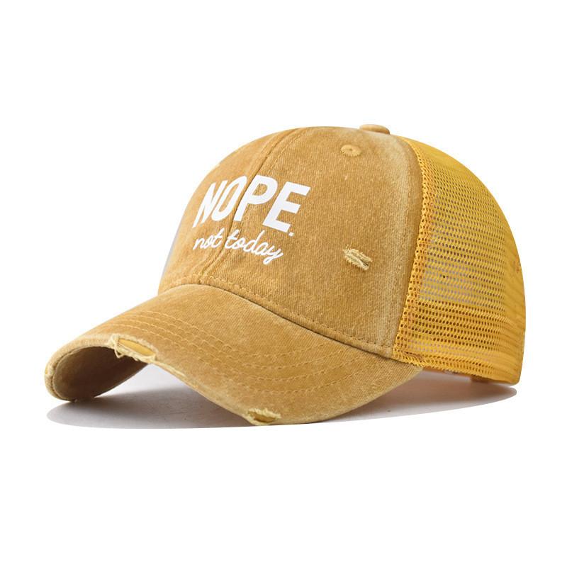 Nope Outdor Mesh Baseball Hat With Embroidered Geometric Design For Adults Summer Wear