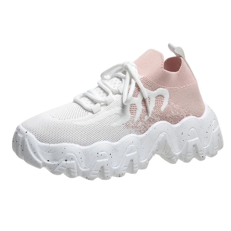 Mode Dicke Sohle Damenschuhe Herbst Neu Koreanischer Stil Gemischte Farben Sneaker Damen Mesh Atmungsaktive Freizeitschuhe für Damen2024