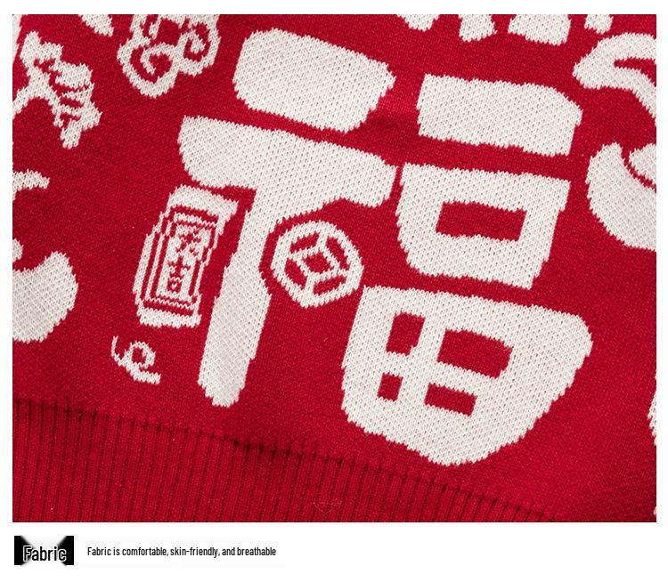 2026 Festive Red Family Matching Sweaters for Chinese New Year - Trendy Outfits for a Family of Three or Four