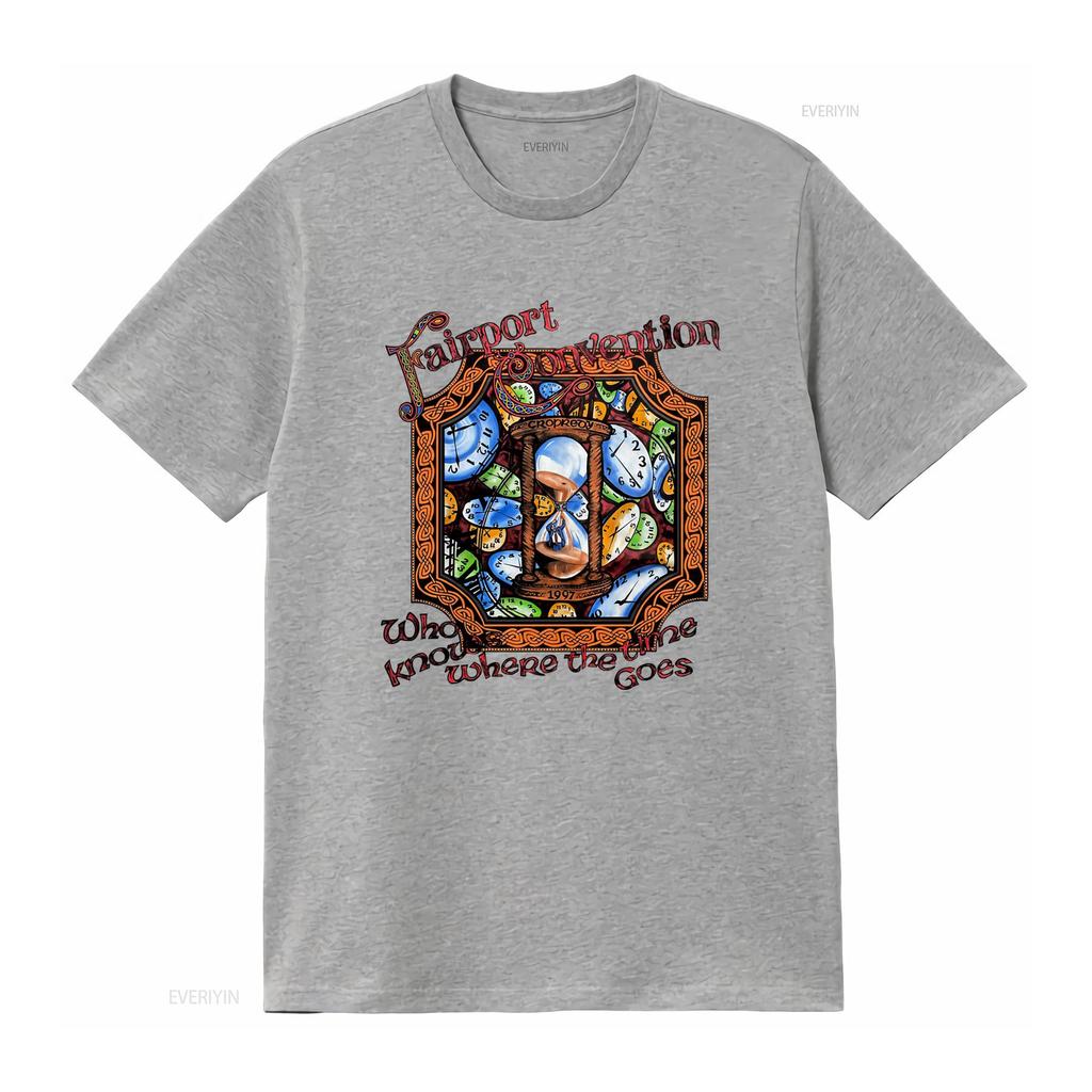 Vintage 1997 Fairport Convention T Shirt Hourglass Clocks Design Large Size Vintage Washed Versatile Top For Everyday Wear