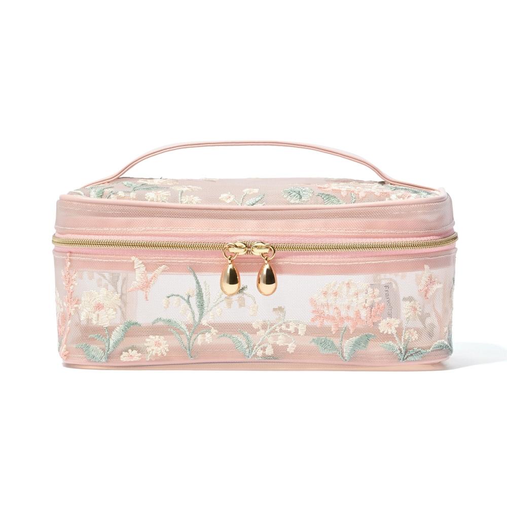 Franc Franc Japan MeSh Embroidered Vanity Pouch S Pink