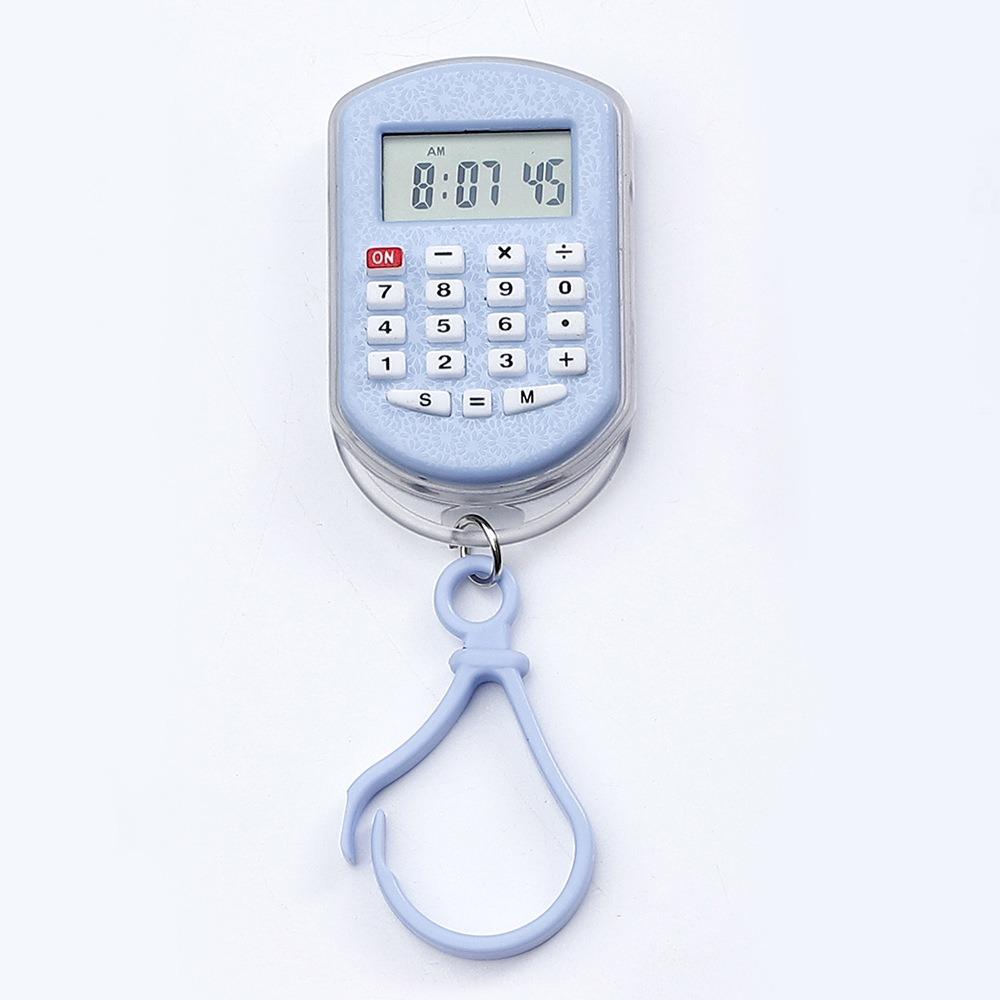 Mini Calcolatrice Portatile Portachiavi con Display dell'Ora Ciondolo Calcolatrice Cancelleria per Studenti
