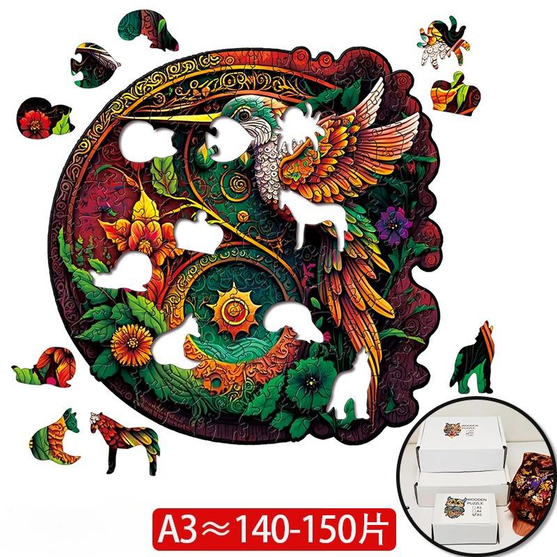 Colorful Peacock Wooden Jigsaw Puzzle - Unique DIY Animal Gift for Kids