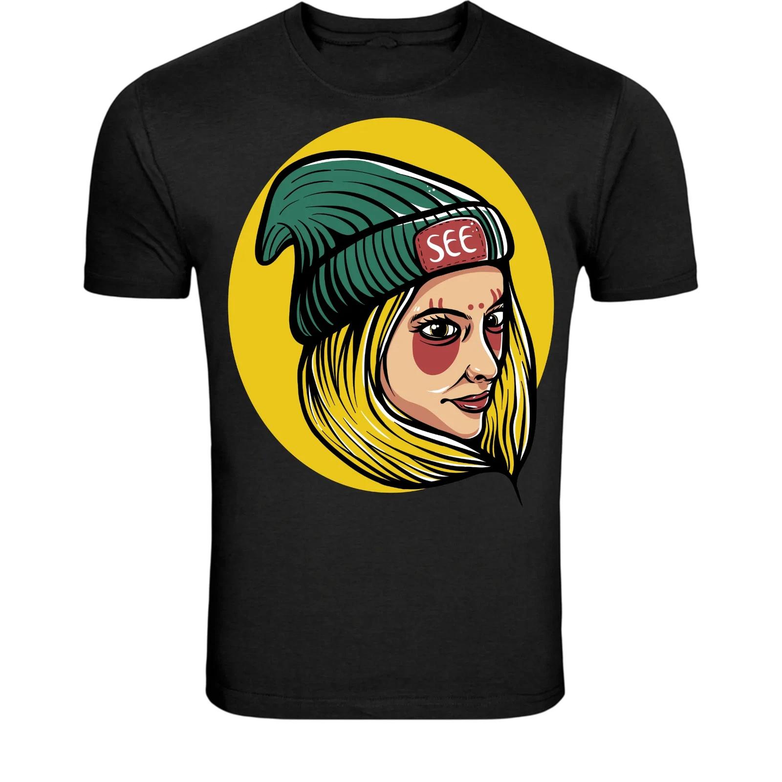 Urban Street Girl Beanie T-Shirt - Modern Portrait Graphic Tee XXXL