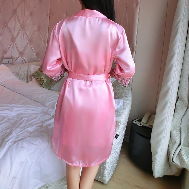 Women Fashion Soft Satin Two-Piece Pajamas Sets Ice Silk Nightgown Sleepwear