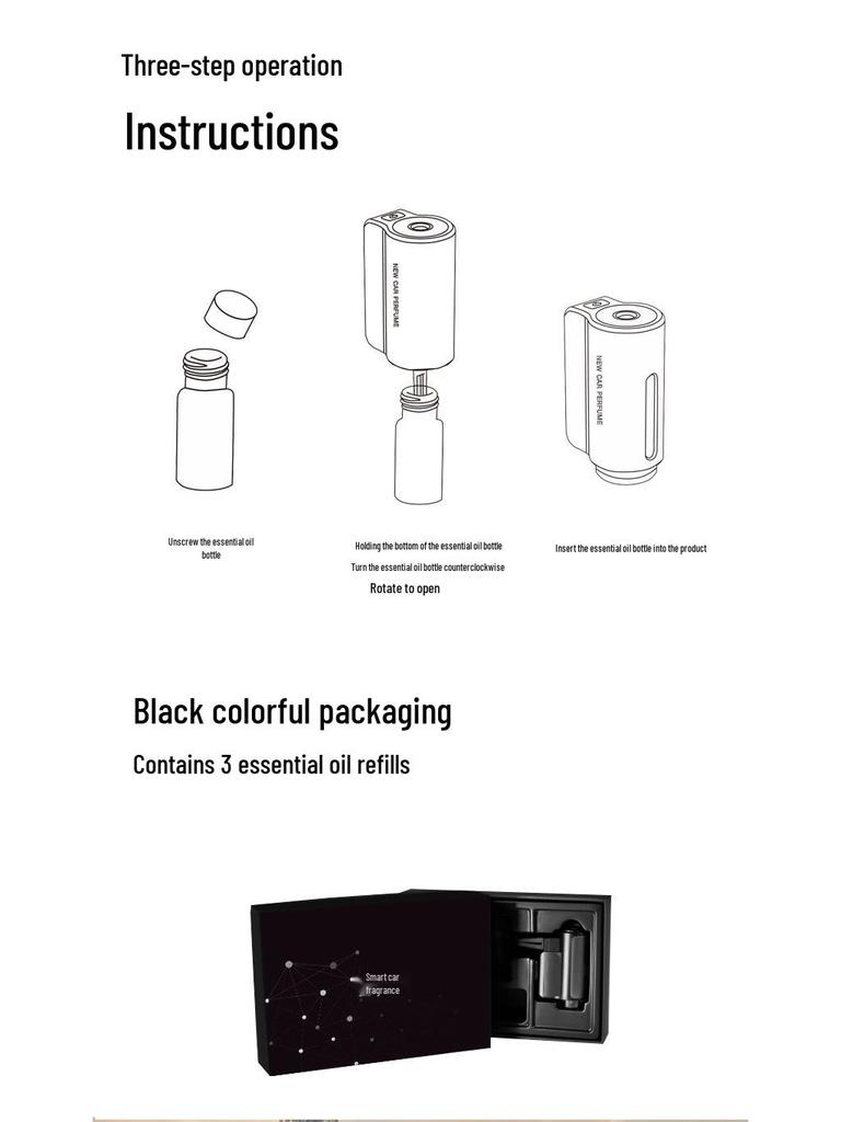 Portable USB Rechargeable Car Air Vent Aroma Diffuser with Built-in Battery and Adjustable Three-Speed Smart Spray