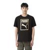 Puma Camiseta Casual Esportiva de Manga Curta Respirável com Logo Grande Etiqueta Dourada Unissex Tops Preto 689271-01