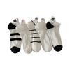 Cartoon-embroidered Socks for Women In Summer, Thin Mesh Hollowed-out Boat Socks with Striped Raised Ears, Boneless Short Socks