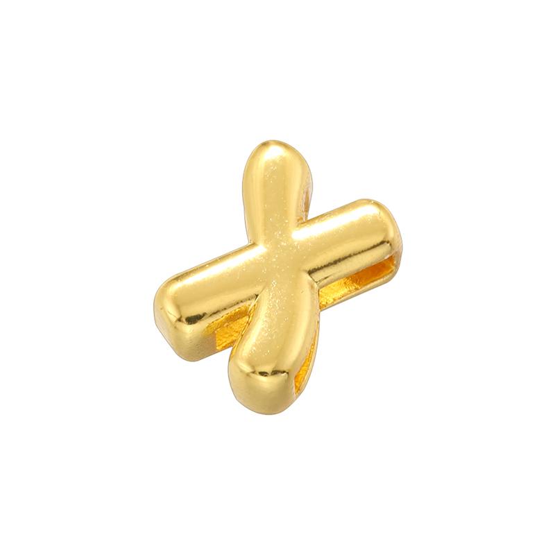Gold Plated Brass Eco-Friendly Plating A-Z Initial Letter Beads, Cute DIY Jewelry Making Accessories Beads:VZ442