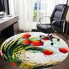 1PC Floral Abstract Office Round Area Rug, Mat Suitable For Office, Under Office Chairs Bedroom Living Room Home Decor, Room Deco