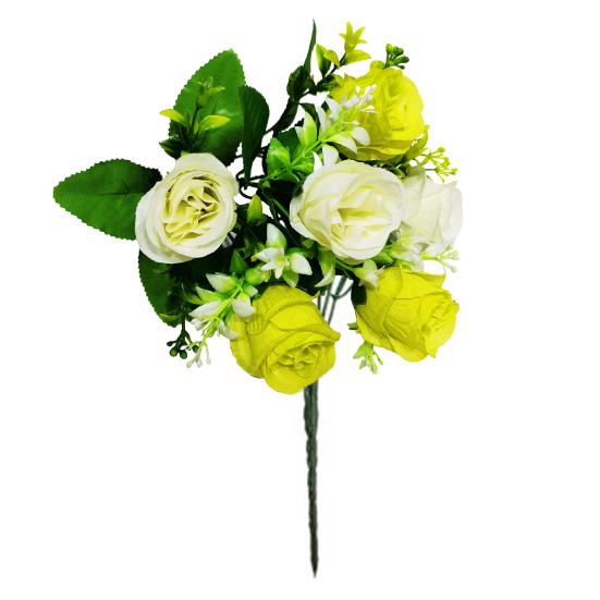 Artificial Roses Flowers 6 Heads Faux Silk Flower Bouquet with Leaves for Bridal Bouquet DIY Arrangement Wedding Party Home Living Room Table Decor