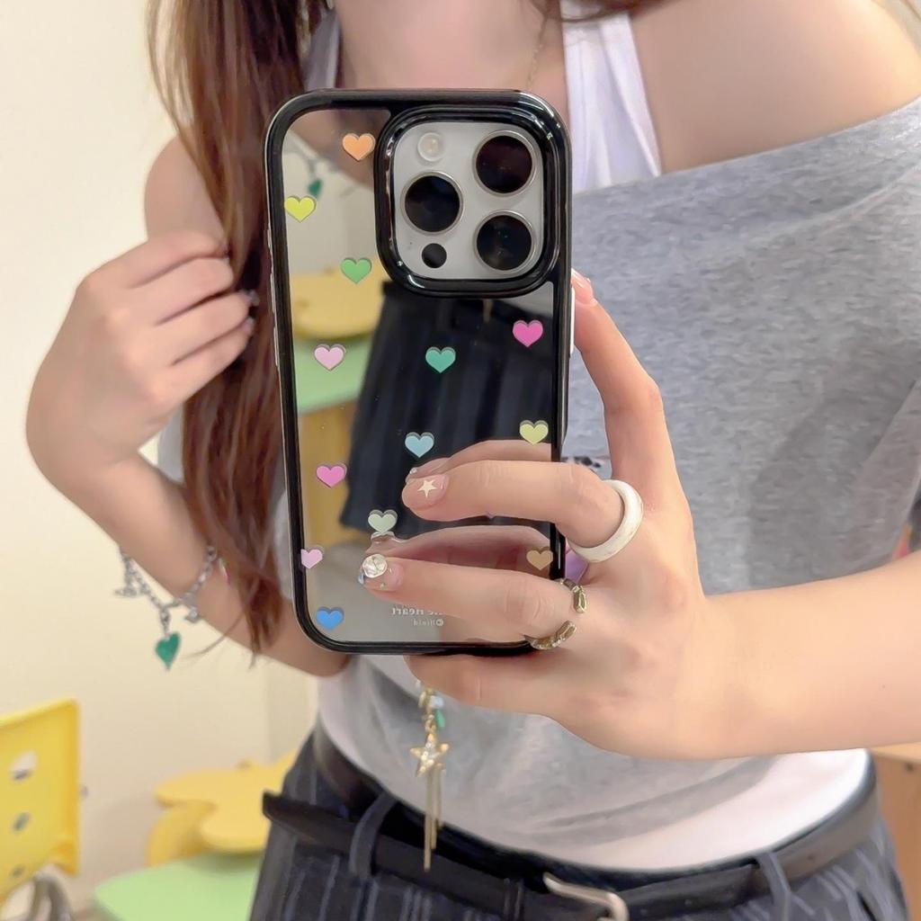 Full Screen Love Polka Dots Mirror Case for iPhone 16 Pro Max, Apple 14 & 15