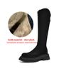 Krazing Pot Flock Autumn Winter Shoes Thick Med Heels Flat Platform Size 43 Modern Boots Stretch Knee Boots