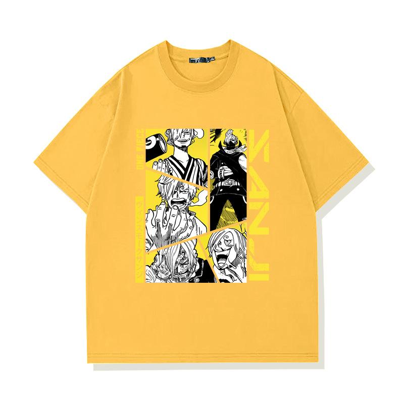 Pánské tričko s japonským anime a mangou SANJI Klasické grafické tričko pro ženy Pánské oblečení Bavlna Krátký rukáv Ležérní Volné Topy