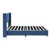 Upholstered Bed 160*200cm with Slatted Frame and Headboard, Button Tufting, Rivet Upholstery, Wooden Legs, Velvet, Blue