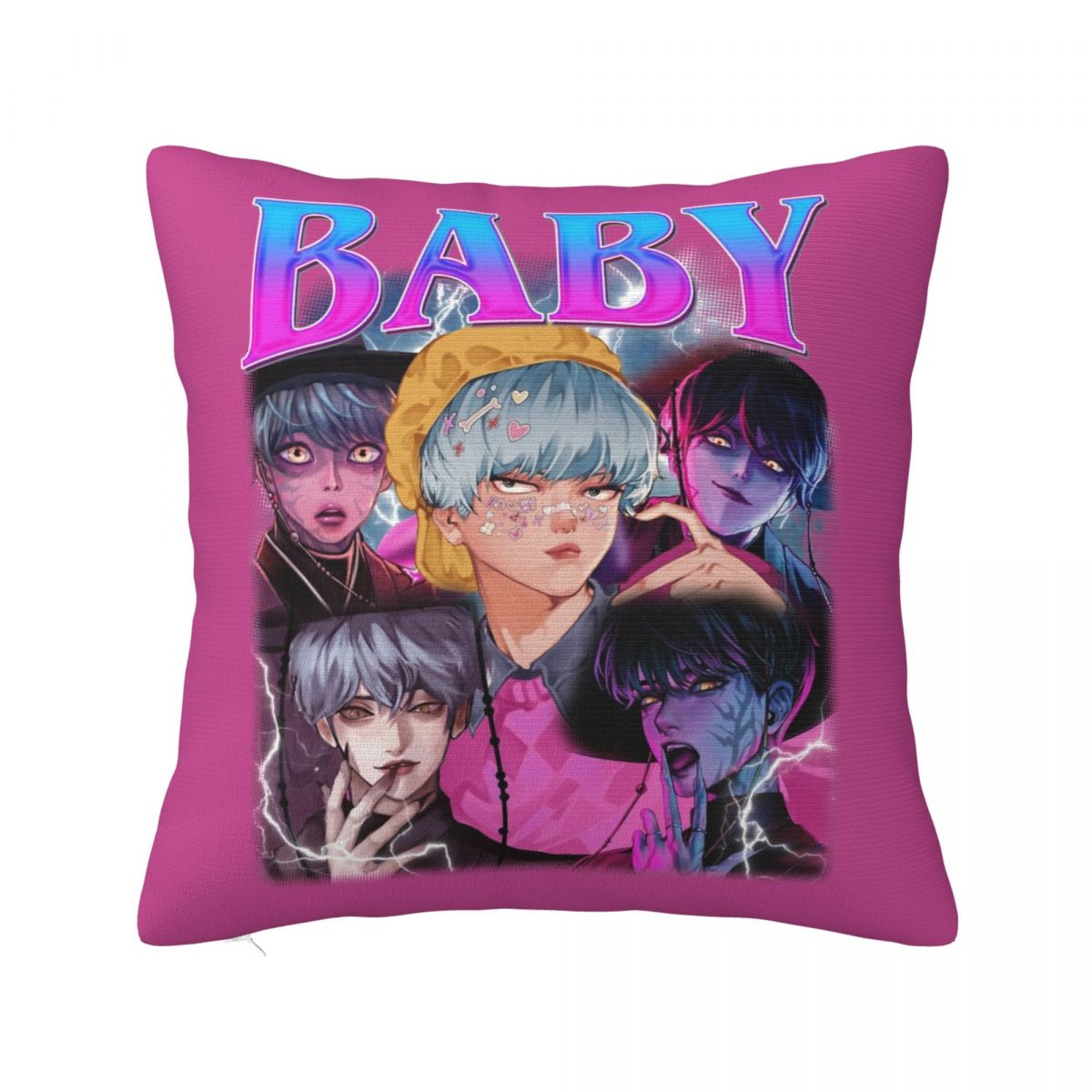

Huntrix Saja Boys Kpop Demon Hunters Square Pillow Cases Cushion Cover Novelty Polyester Decorative Pillowcover For Seat 45*45Cm double sided printing:30x30cm 12x12in