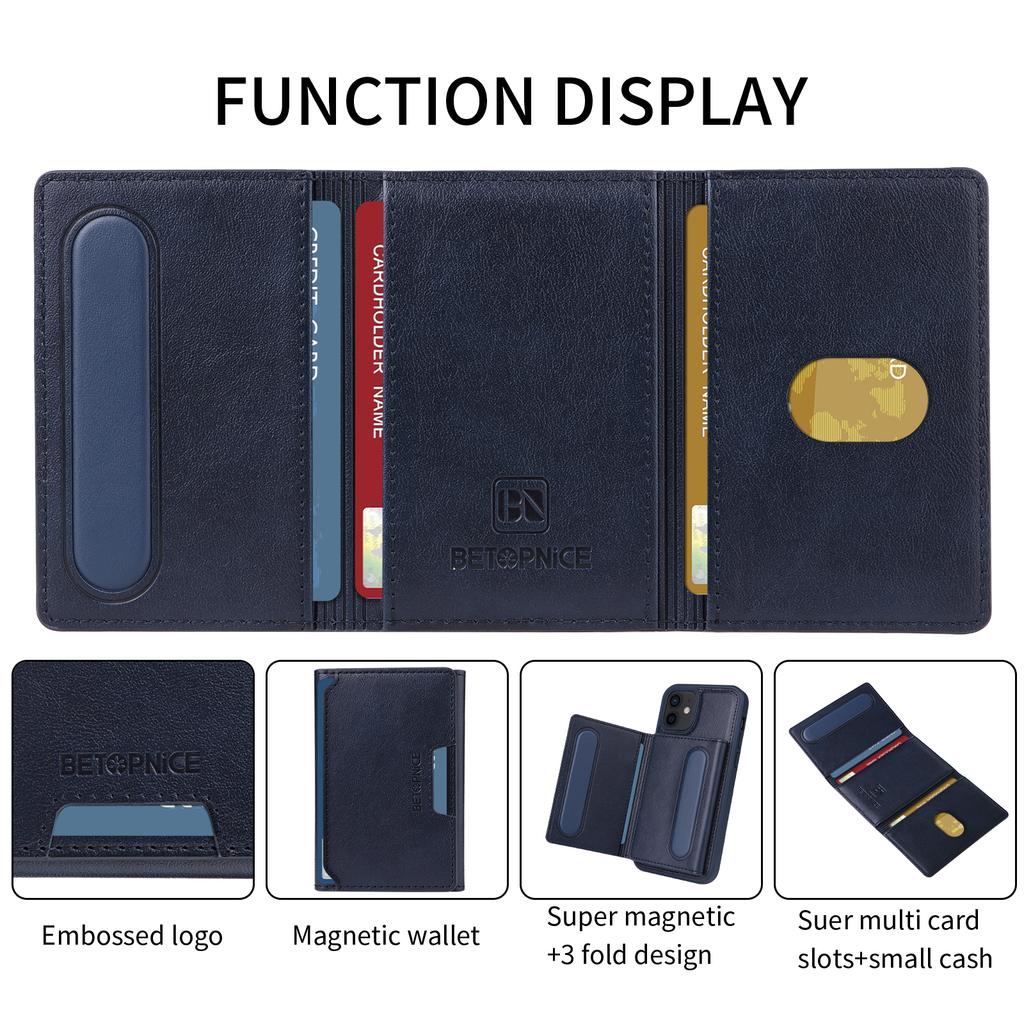 For iPhone 12 Pro 6.1 inch/iPhone 12 6.1 inch Magnetic Case BETOPNICE Leather Phone Cover Kickstand with Detachable Card Bag